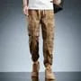 Drawstring Waist Camo Print Tapered Cargo Pants