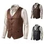 V-Neck Plain Single-Breasted Faux Suede Vest