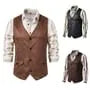 V-Neck Plain Single-Breasted Faux Suede Vest