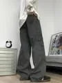 High Waist Plain Wide Leg Cargo Pants