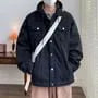 Collared Mock Two-Piece Washed Hooded Button-Up Denim Jacket