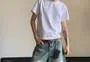 Low Rise Washed Denim Shorts