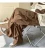 Mid Rise Plain Corduroy Wide Leg Cargo Pants