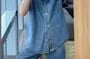 Sleeveless Collared Washed Denim Button Vest / Mid Rise Denim Shorts