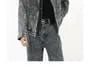Stand Collar Washed Denim Zip Jacket / Mid Rise Washed Wide Leg Jeans