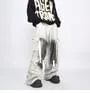 Mid Rise Washed Wide Leg Cargo Pants