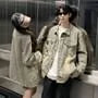 Couple Matching Washed Distressed Button-Up Denim Jacket