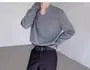 Long-Sleeve Notch Neck Plain T-Shirt