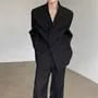 V-Neck Plain Concealed Button Tie-Waist Blazer