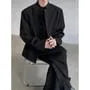 Stand Collar Asymmetrical Button-Up Plain Blazer