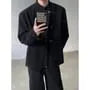 Stand Collar Asymmetrical Button-Up Plain Blazer