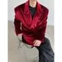 Peak Lapel Plain Double-Breasted Blazer