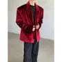 Peak Lapel Plain Double-Breasted Blazer