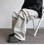 Mid Rise Plain Wide Leg Cargo Pants