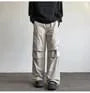 Mid Rise Plain Wide Leg Cargo Pants