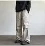Mid Rise Plain Wide Leg Cargo Pants