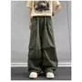 Drawstring Waist Plain Wide Leg Cargo Pants