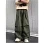 Drawstring Waist Plain Wide Leg Cargo Pants