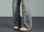 Mid Rise Washed Distressed Wide Leg Jeans