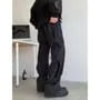 Mid Rise Plain Loose Fit Cargo Pants
