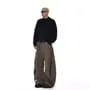 Mid Rise Plain Paneled Wide Leg Jeans