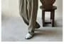 Mid Rise Plain Inverted Pleated Loose Fit Pants / Notch Lapel Plain Pocket Front Single-Breasted Blazer