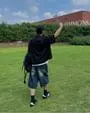 Washed Wide-Leg Denim Jorts