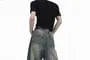 Mid Rise Washed Belted Cutout Wide Leg Jeans