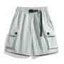 Elastic Waist Plain Wide Leg Cargo Shorts