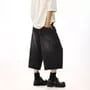High Waist Washed Wide Leg Capri Jeans