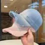 Faux Pearl Distressed Denim Baseball Cap