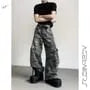 Mid Rise Camo Print Wide Leg Cargo Jeans