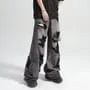 Low Rise Washed Distressed Wide Leg Jeans