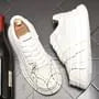 Hidden Wedge Mesh Panel Lace-Up Faux Leather Sneakers