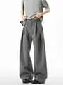 Mid Rise Plain Wide Leg Dress Pants