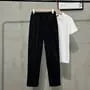 Drawstring Waist Plain Loose Fit Dress Pants