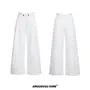 Mock Two-Piece Mid Rise Plain Cutout Wide Leg Dress Pants