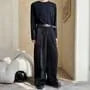High Waist Twill Wide Leg Dress Pants