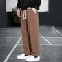 Drawstring Waist Plain Straight Leg Sweatpants