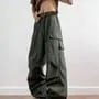 High Waist Plain Wide Leg Cargo Pants