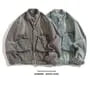 Stand Collar Buckled Washed Denim Button Jacket