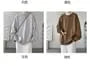 Puff-Sleeve Crew Neck Plain Textured Oversized Sweatshirt