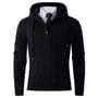 Henley Plain Drawstring Hooded Cable Knit Sweater