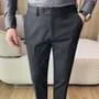 Mid Rise Plain Cropped Straight Leg Dress Pants