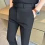 Mid Rise Striped Straight Leg Dress Pants
