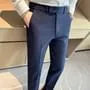 Mid Rise Striped Straight Leg Dress Pants