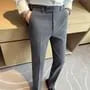 Mid Rise Striped Straight Leg Dress Pants