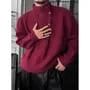 Mock Neck Half Buttoned Plain Sweater