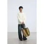 Long-Sleeve Crew Neck Plain Cable Knit Sweater