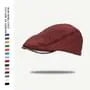 Faux Leather Brim Faux Suede Flat Cap